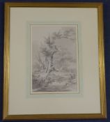 Paul Sandby Munn (1773-1856)monochrome watercolour,Kippax Park, Yorkshire,signed and dated 1804,12.5