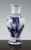 A Chinese blue and white baluster vase, Kangxi period, painted with an emperor surveying a landscape
