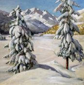 Clara Philbinoil on canvas,Austrian winter landscape,signed,23.5 x 23.5in.