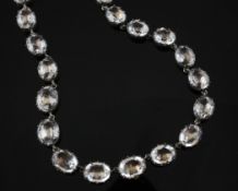 A 19th century silver and foil backed rock crystal set fringe choker necklace, set with twenty three