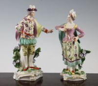 A pair of Samson of Paris porcelain figures of a gentleman and lady, late 19th century, in Derby