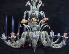 A 19th century Italian Murano chandelier, Venetian, first half 19th century, with twelve scrolled