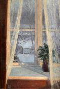 Harald Viggo Moltke (Danish, 1871-1960)oil on board,Winter landscape view from a window,
