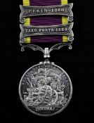 A China 1860 medal, with Pekin 1860 and Taku fortes 1860 clasps to Thomas Smith, second battalion,