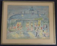 Michael Blakeink and watercolour,River boat jazz, France,signed,16.5 x 20.5in.