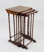 A 19th century mahogany nest of tables, with bobbin turned uprights, W.1ft 4.5in