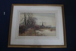 Henry Charles Fox (1855-1929)watercolour,Autumnal landscape,signed and dated `90,14 x 21in.