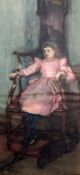 Henry Silkstone Hepwood (1860-1914)watercolour,Girl seated in a pink dress,signed and dated `92,23.5