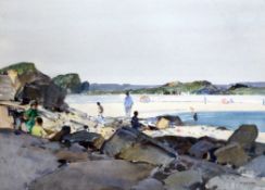 Harry Watson (1871-1936)watercolour,Beach scene with figures,signed,15.5 x 21.5in.