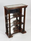 An early Victorian rosewood console table, with rectangular grey marble inset top above a mirrored