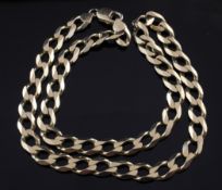 A 9ct gold curb link chain necklace, 56 grams, 19in.