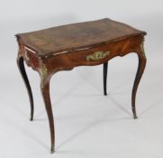 A Louis XV style burr walnut and kingwood crossbanded serpentine side table, with single frieze