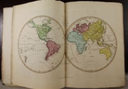 A General Atlas published by Robert Wilkinson 1792, with forty four colour engraved platesStamped