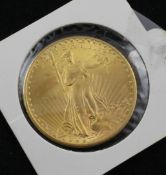 A US 1924 Saint Gauden`s design 20 dollar gold coin.
