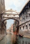 Emanuele Brugnoli (1859-1944)watercolour,Venetian canal scene,12 x 8.25in.