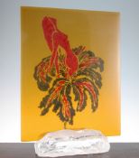 Becker. An Art glass panel, post-war, decorated with a stylised flower with a central nude figure of