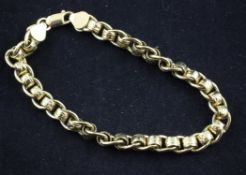 An 18ct gold fancy link bracelet, 42.7 grams, 8.5in.