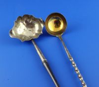 A Victorian provincial silver toddy ladle, with spiral twist stem and terminal modelled as a bust of