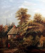 A.G. Poole (19th/20th C.)oil on canvas,Landscape with figure beside a thatched cottage,signed,24 x
