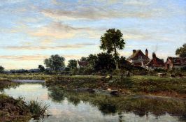 Benjamin William Leader (1831-1923)oil on canvas,Evening on The Severn, Worcester,signed and dated