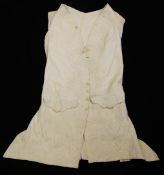 A handworked Trapunto embroidered and quilted gentleman`s summer linen waistcoat, early 18th