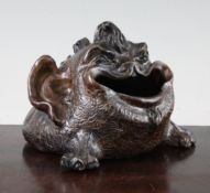 A rare Martin Brothers stoneware grotesque spoon warmer, c.1880, by Robert Wallace Martin, brown