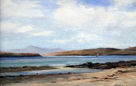 John Cochranoil on canvas,Scottish coastal landscape,signed,14 x 21in.