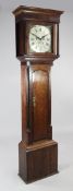 William Parkinson, Lancaster. A George III oak eight day longcase clock, the 12 inch silvered dial
