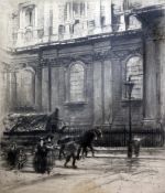 William Walcott (1874-1943)etching,London street scene with horse and cart,signed in pencil,20 x