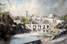 § Rowland Hilder (1905-1993)ink and watercolour,Durham,signed,13.5 x 20.5in.