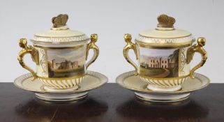 An English porcelain cabinet cups, painted by C. Hayton c.1824, decorated with the crest of The Earl