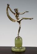 Josef Lorenzl (1892-1950). An Art Deco silvered and patinated bronze figure of a dancing girl,