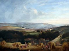 Alfred Montague (1832-1883)oil on canvas,Preston Valley and Viaduct, Brighton 1850,signed, Exhibited