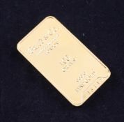 A Baird & Co 999.9 fine gold ingot, numbered F16417, 100 grams, approx. 1.75in.