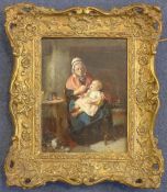 William Hemsley (1819-1893)oil on canvas,`The Grandmother`,signed and titled verso,8 x 6.5in.