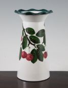 A Wemyss cherry painted vase, early 20th century, of conical form with a frilled trumpet neck, feint