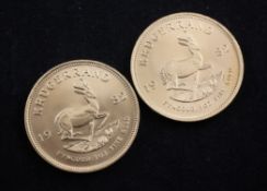 Two 1982 gold Krugerrands.