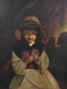 Attributed to Barker of Bathoil on canvas,Portrait of a girl cradling a kitten,30 x 24.5in.