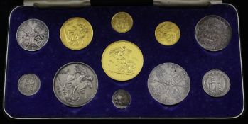 A cased Victoria 1887 Golden Jubilee coin set, comprising eleven coins from gold £5 down to silver