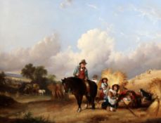 William Shayer (1787-1879)oil on canvas,Harvesters at rest,27 x 35in.