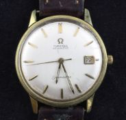 A gentleman`s 1960`s steel and gold plated Omega Seamaster automatic wrist watch, with case back