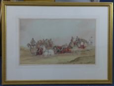 Attributed to Charles Cooper Henderson (1803-1877)watercolour,Mail coaches passing,12.5 x 20.5in.