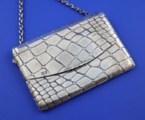 An Edwardian novelty silver card case by Sampson Mordan & Co, modelled as a "crocodile skin"
