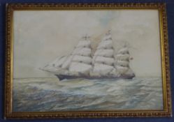 J.E. Cooperwatercolour,The Cutty Sark at sea,signed,14.5 x 21in.