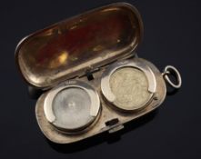 A George V 9ct gold double sovereign case, with engraved inscription, Horace Woodward & Co,