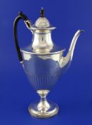 A Victorian demi fluted silver pedestal coffee pot by Walter & John Barnard, of vase form, with