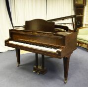 A Bluthner mahogany cased baby grand piano, the frame with printed trade label and the serial number