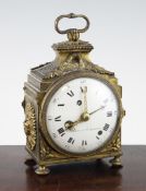 A 19th century ormolu `pendule d`officier`, with enamelled signed Robert & Courvoisier and later