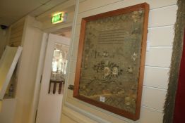 An early 19th century needlework sampler, with alphabet and verse by Elizabeth Baughton, decorated