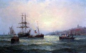 Hubert Thornley (fl.1859-1898)oil on canvas,Shipping off the coast,signed,10 x 16in.